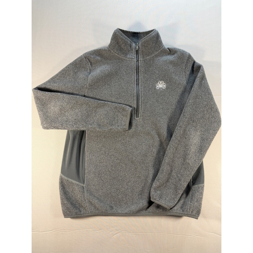 Vineyard Vines Mens Gray Heather Quarter Zip Fleece Shamrock Logo Pullover M